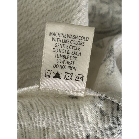 Max Studio Faux Wrap Midi Skirt Linen Blend Beige Black Floral Borders Size XL - Picture 8 of 10